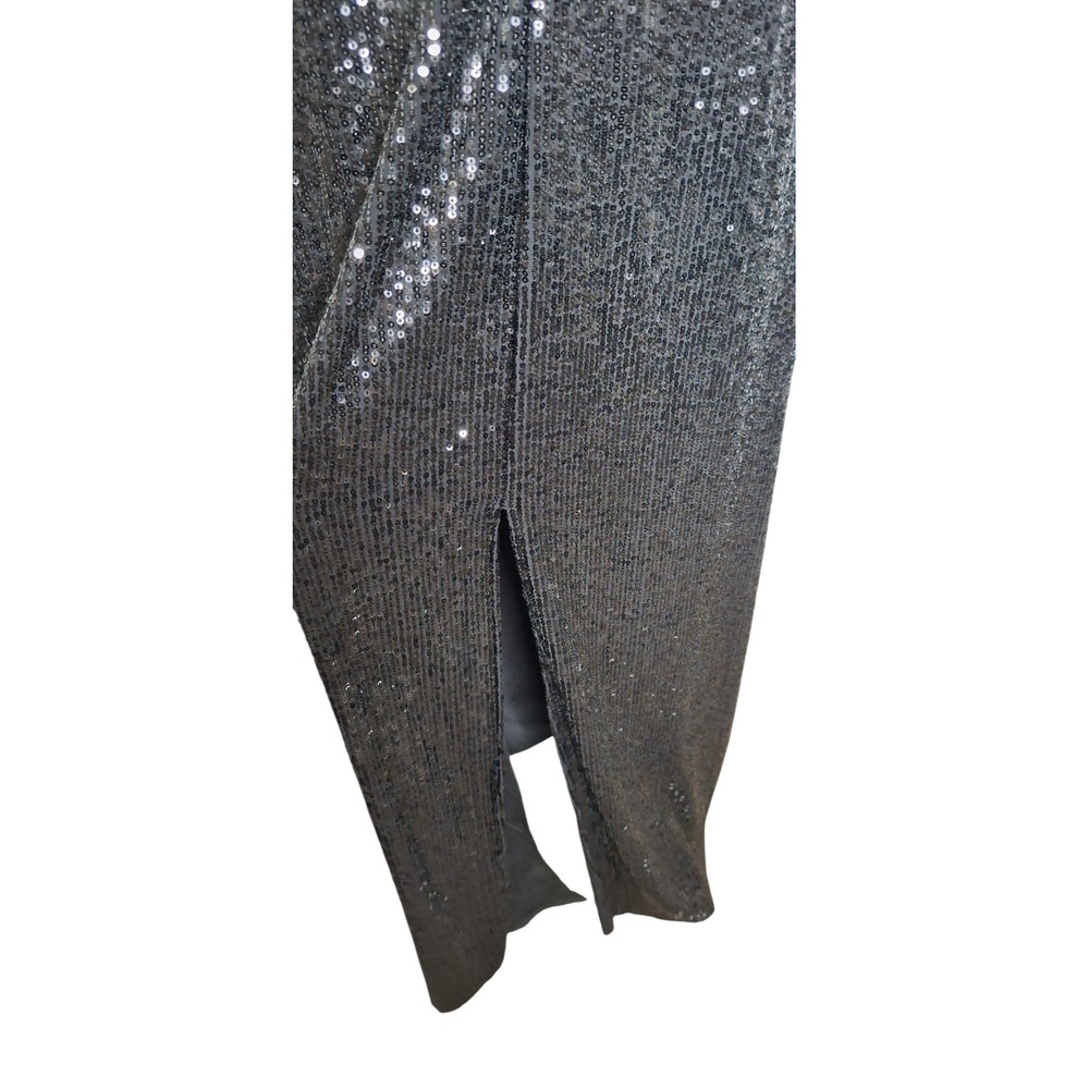 Alex Evenings Black Long Sequin Gown 3/4 Sleeve Formal Dress Size 12 - Picture 6 of 14